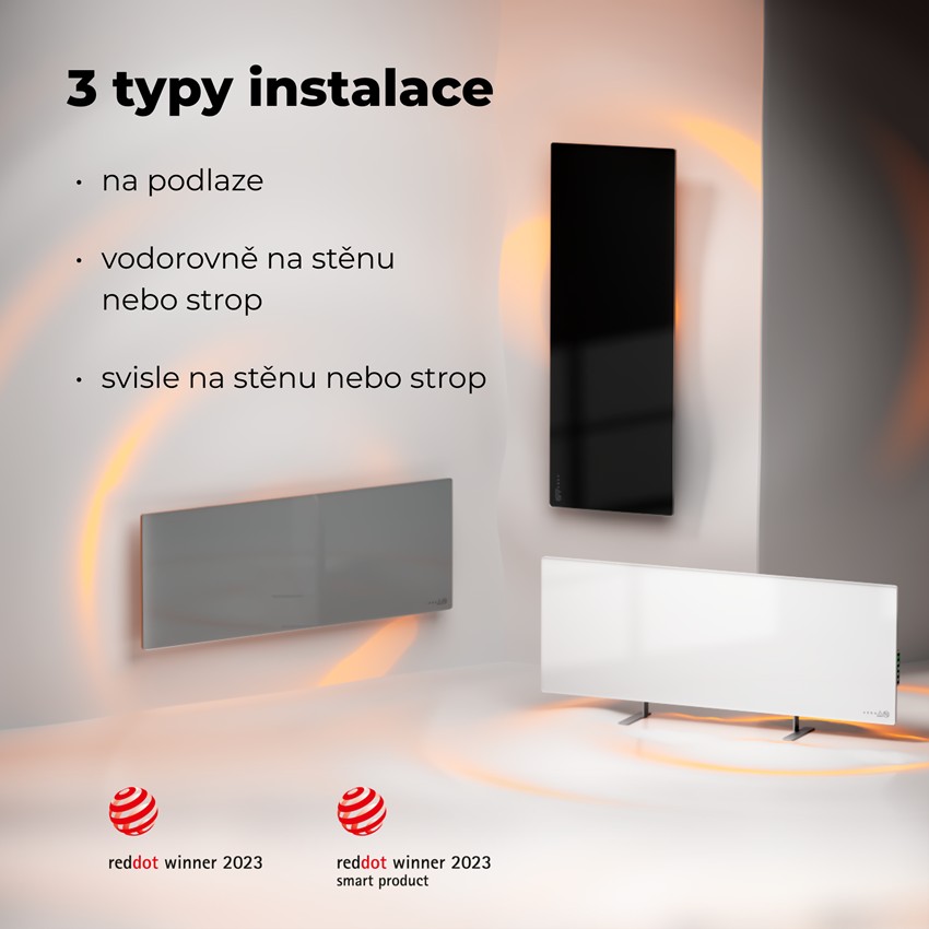 AENO GH3s Chytré Topení, infrared + konvekce, tvrzené sklo,LED displej, 700W, Bílá
