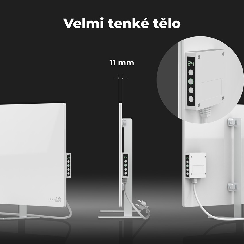 AENO GH3s Chytré Topení, infrared + konvekce, tvrzené sklo,LED displej, 700W, Bílá