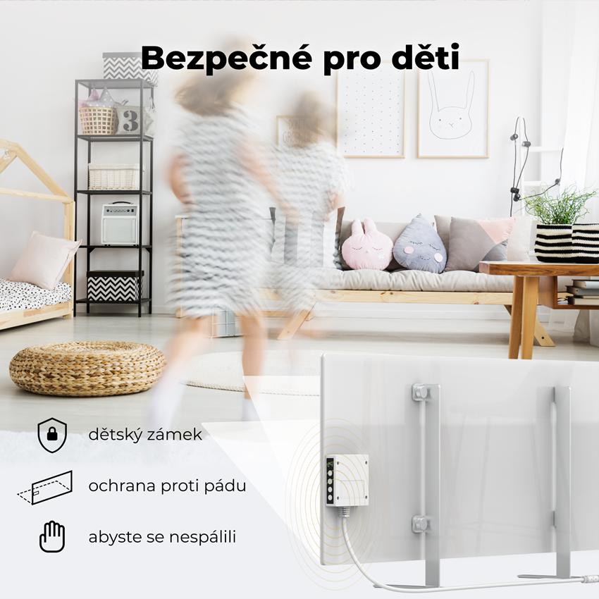 AENO GH3s Chytré Topení, infrared + konvekce, tvrzené sklo,LED displej, 700W, Bílá