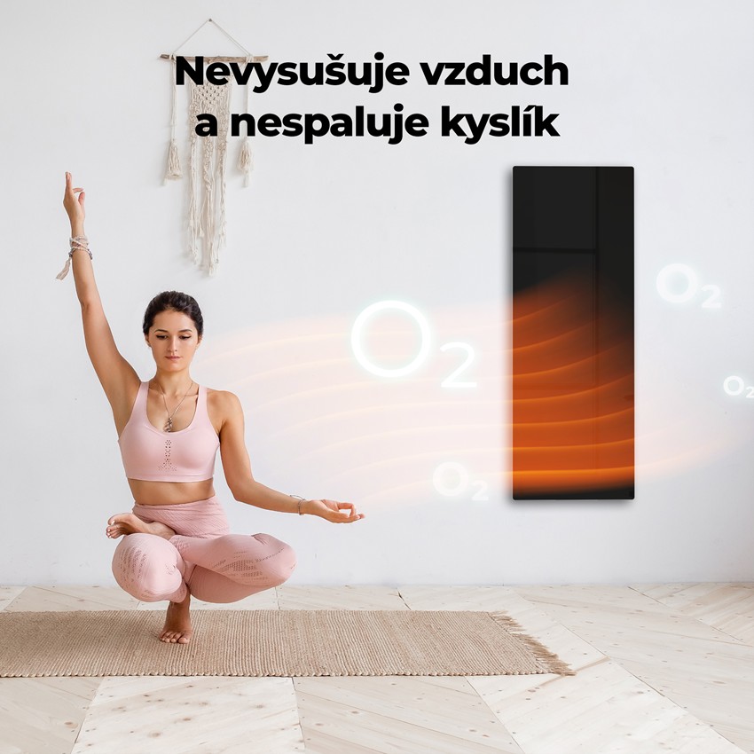 AENO GH4s Chytré Topení, infrared + konvekce, tvrzené sklo,LED displej, 700W, Černá