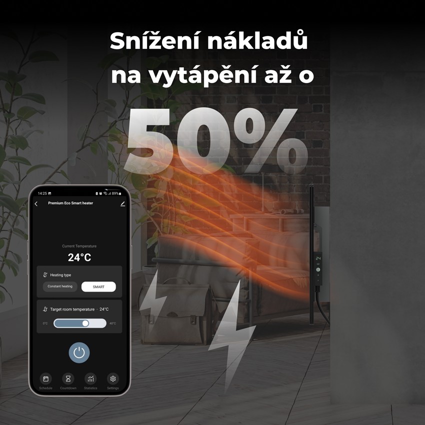 AENO GH4s Chytré Topení, infrared + konvekce, tvrzené sklo,LED displej, 700W, Černá