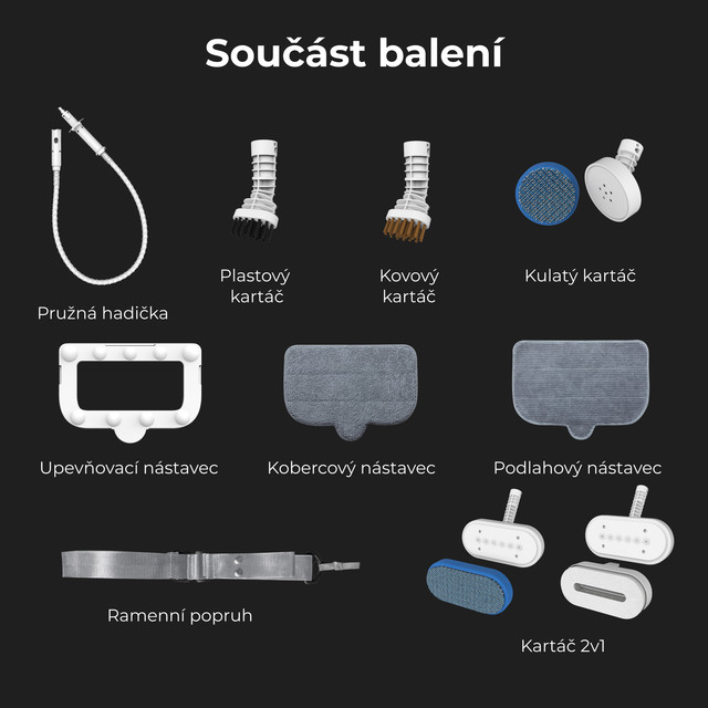 AENO Parní mop SM1 - 800W, 110°C, 3bary, 380ml, 5m