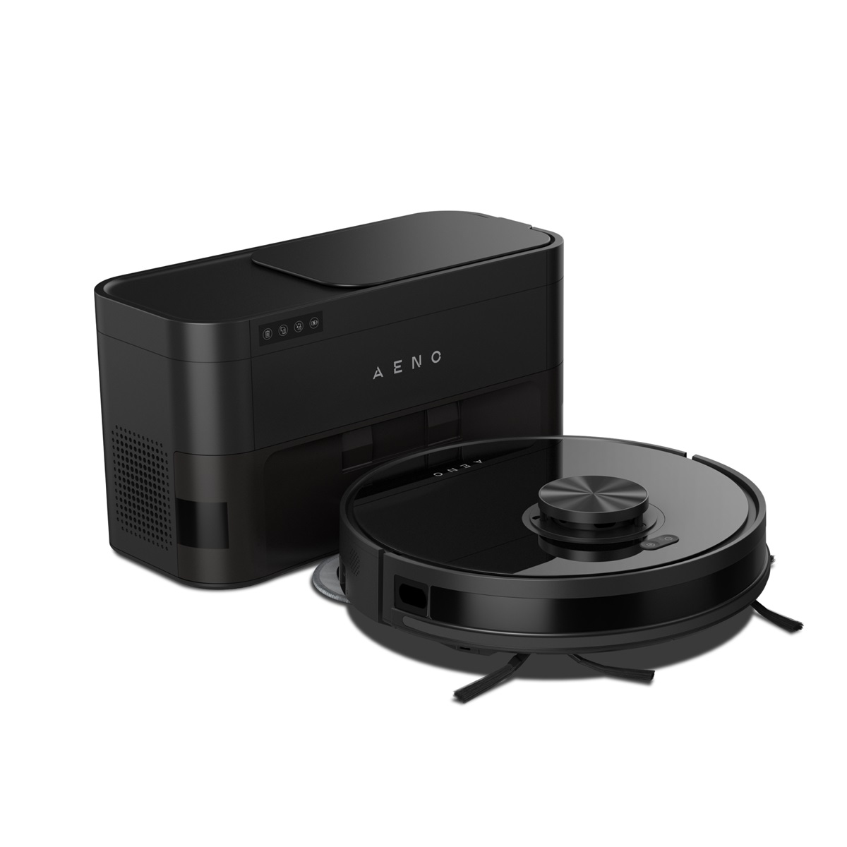 AENO Robotický vysavač RC5S - suchý i mokrý úklid, HEPA, 4000Pa, 3200mAh, LiDAR, vysýpací stanice, 2 rotační mopy, černá