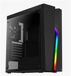 Aerocool MLG Bolt, skříň ATX, RGB LED ventilátor, černá, bez zdroje