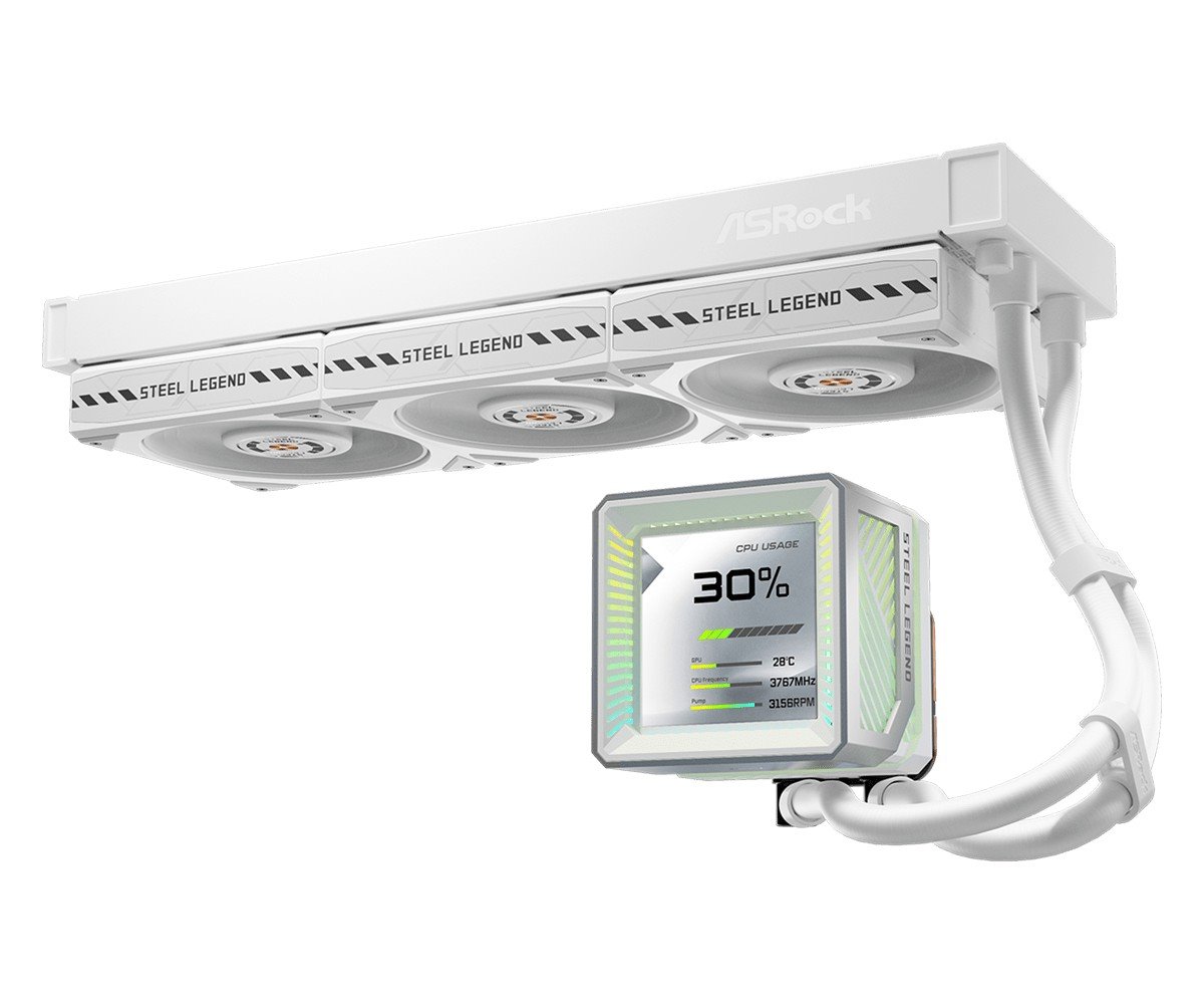 AIOCOOL Asrock Steel Legend 360 LCD, White, 360mm