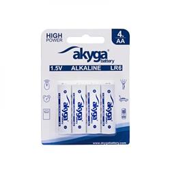 Akyga alkalická baterie AA LR6 Zn-MnO2, 1.5V/3050mAh, blister 4x