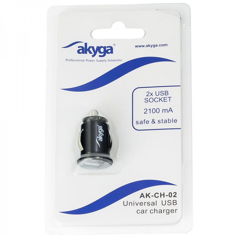 Akyga Autonabíječka 2xUSB 5V/2.1A a 5V/1A černá