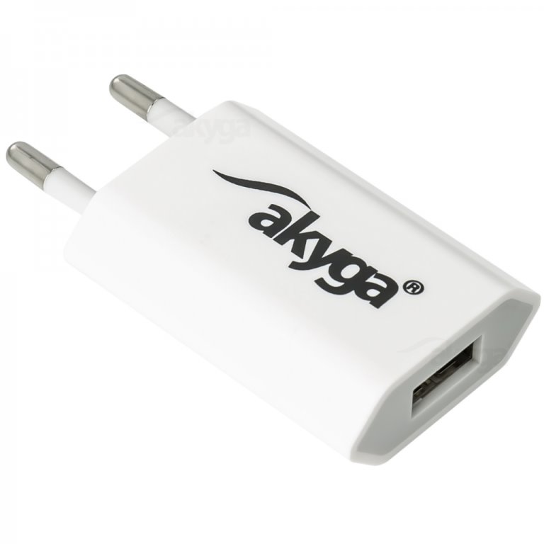 Akyga Síťová USB nabíječka 240V 1000mA 1xUSB bílá