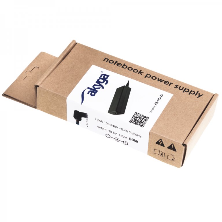Akyga Nabíječka na notebook 19.5V/4.62A/90W 4.5x3.0 mm + pin pro HP