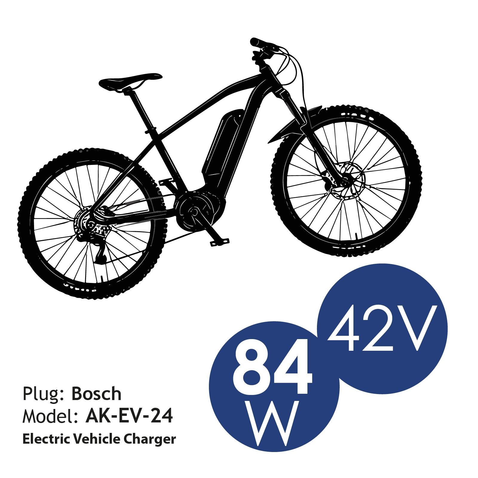 Akyga Napájecí zdroj elektrokol 42V / 2A / 84W / Bosch 1.2m