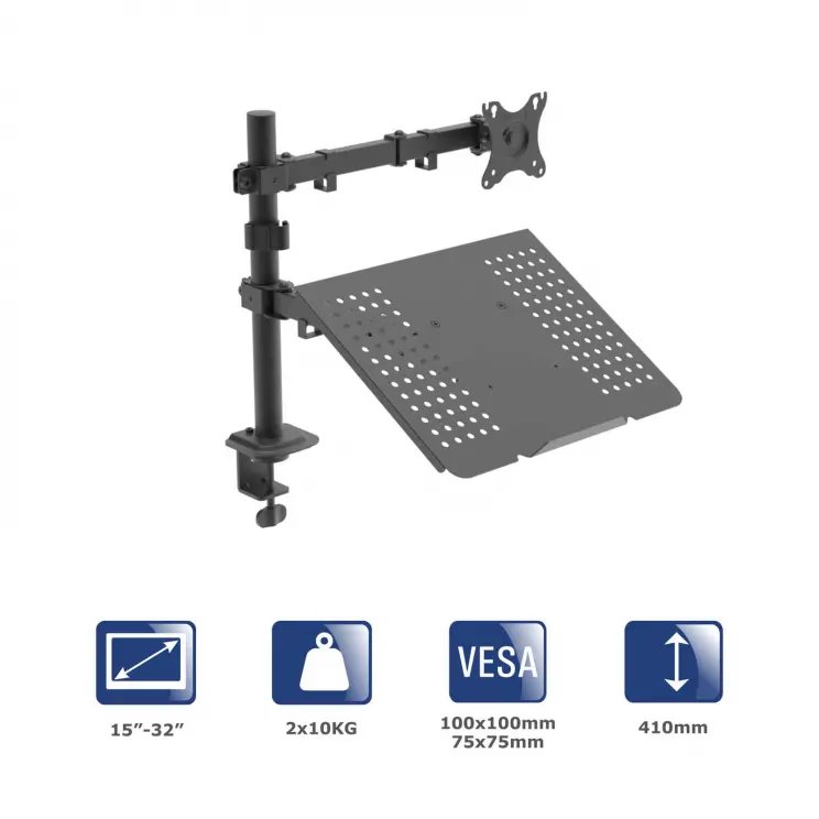 Akyga Rameno na monitor se stolkem na notebook AK-MB-04 VESA 75x75mm / 100x100 mm 15-32“