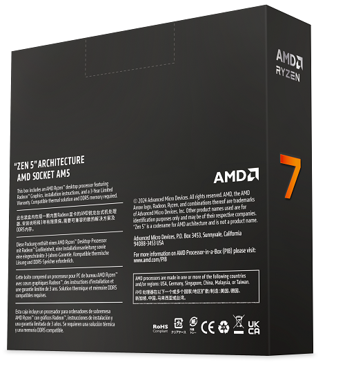 AMD Ryzen 7 8C/16T 9700X (3.8GHz/5.5GHz,40MB,65W,AM5) box, with Radeon Graphics