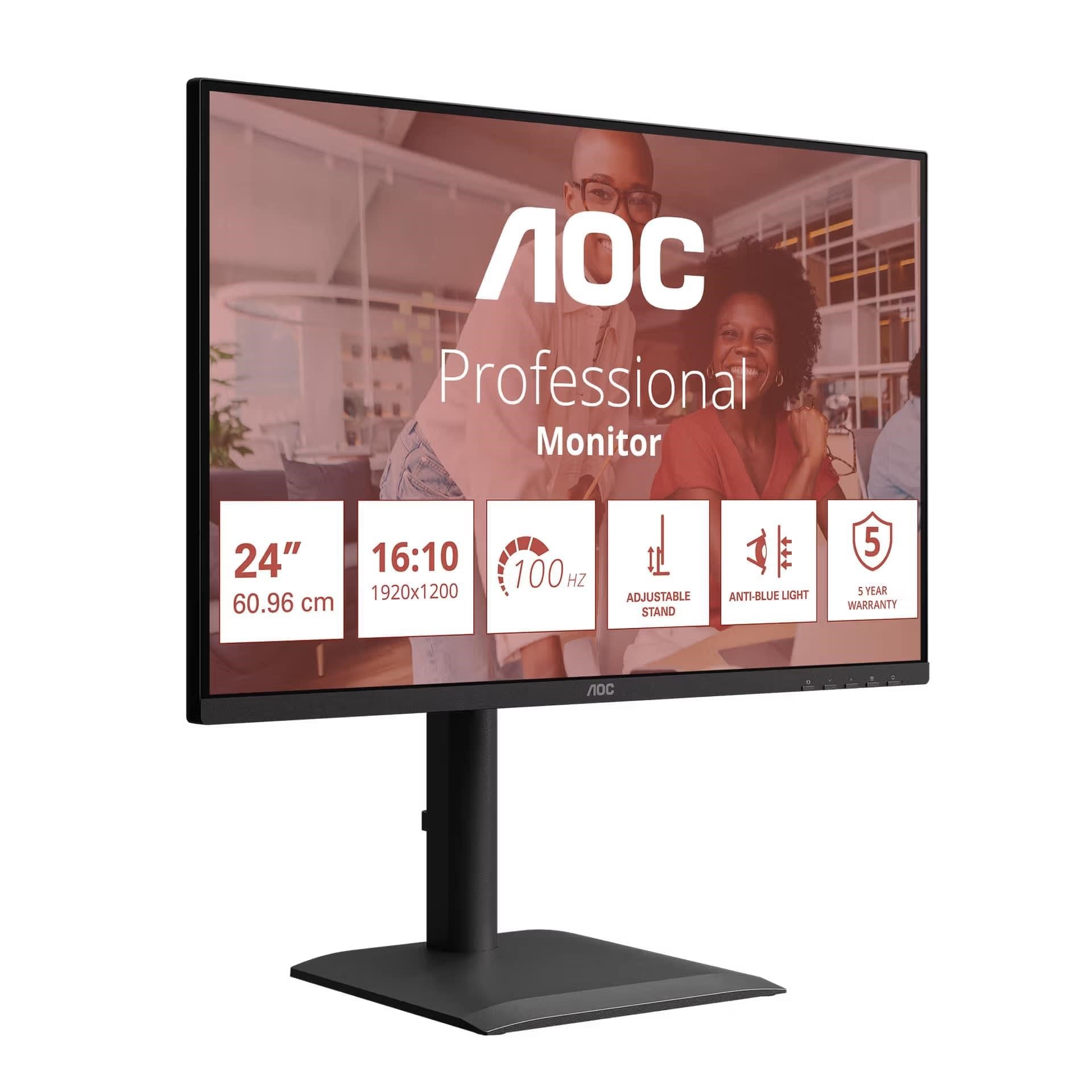 AOC Monitor X24E4U, 24", IPS, 1920x1200, 16:9, 300cd, 1500:1, 4ms, DP, HDMI, 100Hz, USB Hub, pivot, repro