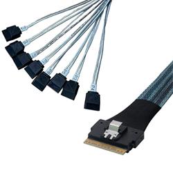 ARECA int. SlimlineSAS x8 SFF-8654 straight to 8x SATA + 2x sideband cable, 75cm