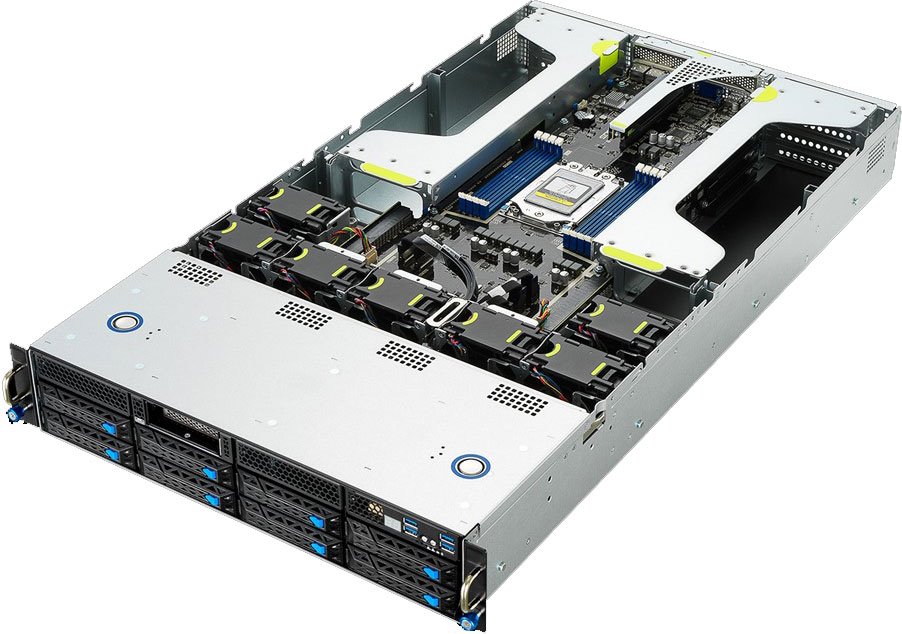 ASUS ESC4000 2U 4GPU server 2x4189, 16x DDR4 ECC R, 8x 3.5 SATA), 2200W (plat), 2x LAN, IPMI