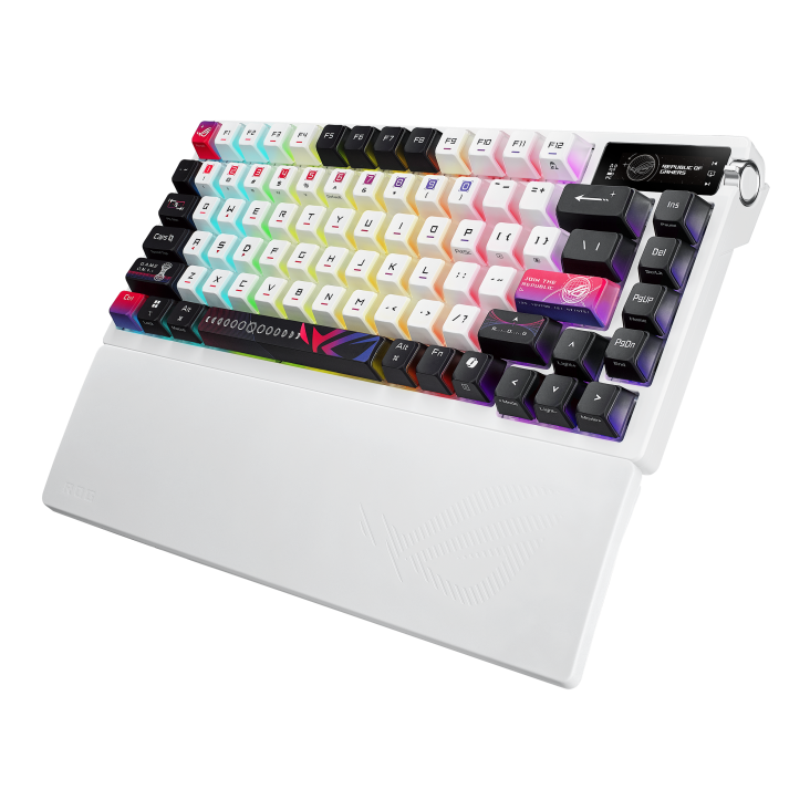 ASUS KB ROG AZOTH X (ROG NX Snow V2 / PBT), mechanická, bezdrátová, USB-A, 75%, US