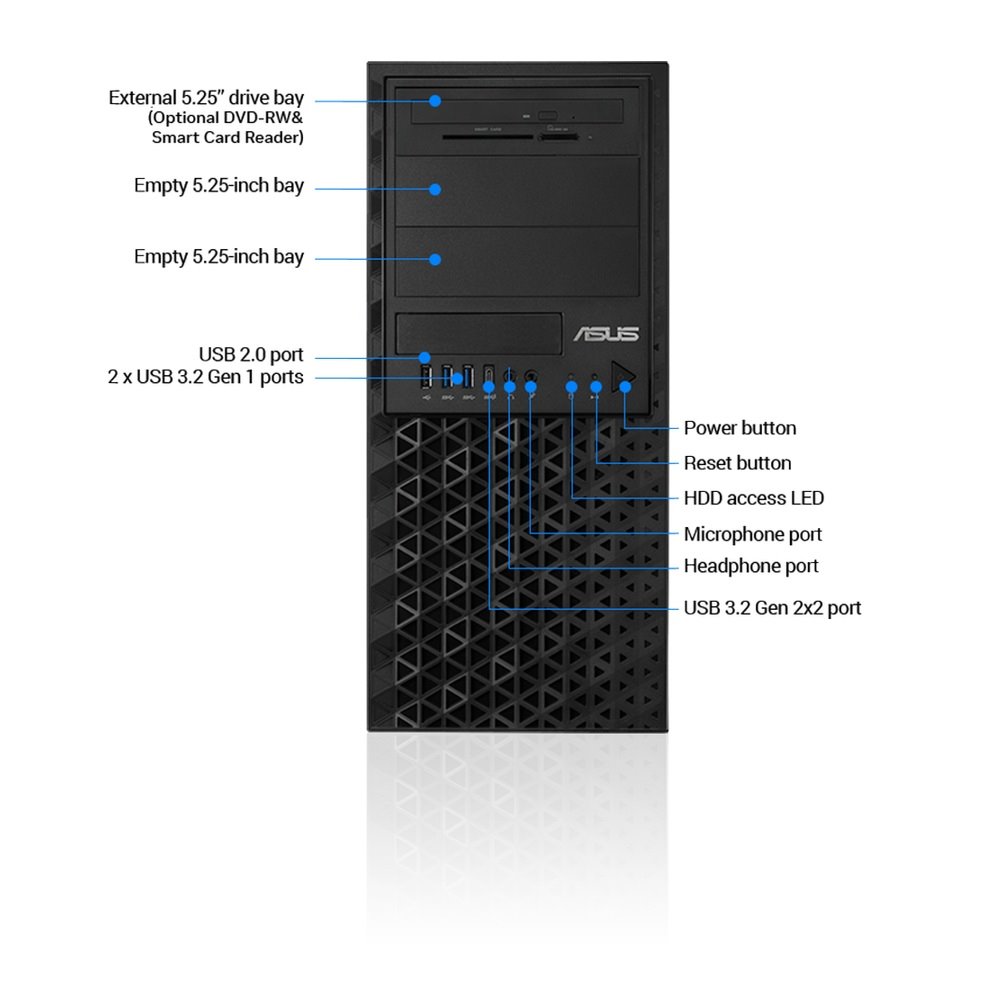 ASUS WS EC E500 G9, LGA1700, 4xDDR5, 3xPCIe, 3x3.5"SATA, 1x2.5"SATA, 3xM.2, 2x2.5Gb LAN, 750W, Tower 3U