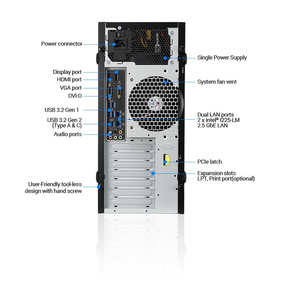 ASUS WS EC E500 G9, LGA1700, 4xDDR5, 4xPCIe, 1x2.5"/3x3.5", 3xM.2, 2x2.5Gb LAN, 750W, Tower 3U