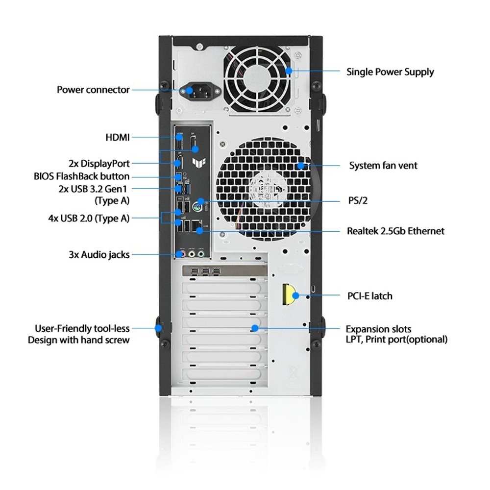 ASUS WS EC E500A, AM5, 4xDDR5, 3xPCIe, 3x3.5"SATA, 1x2.5"SATA, 2xM.2, 2.5Gb LAN, 750W, Tower 3U
