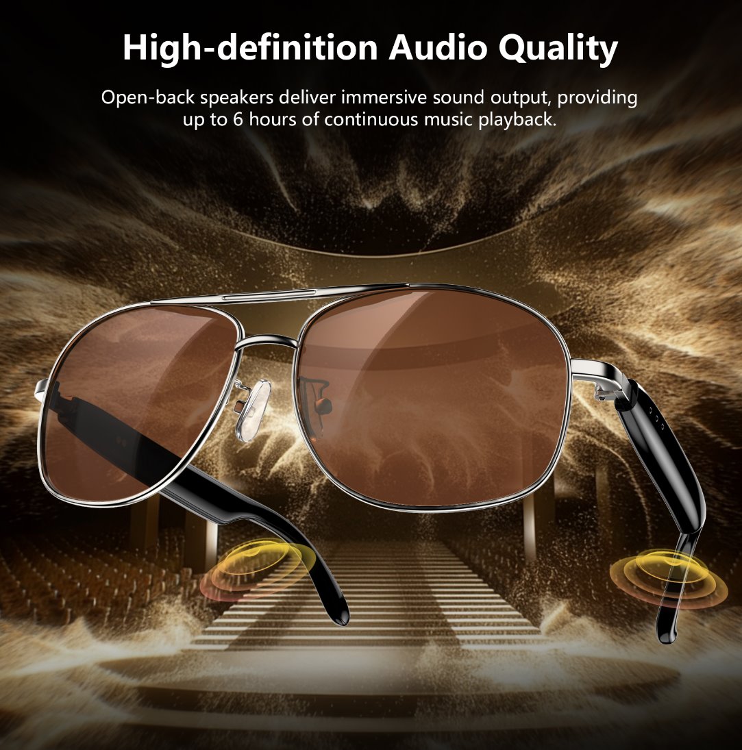 BLACKVIEW brýle D1 Pro,AB5756C 113Kb+1MB 105+105mAh BT 6.0,IP54,Voice assistant control Smart Eyewear 145x44x140mm,Golde