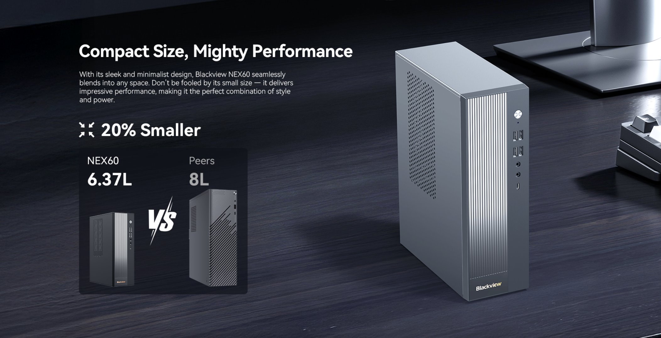 BLACKVIEW Desktop NEX60 i5-210H 4.8HGz 16/512GB,WiFi6,BT5.2,1xUSB-C,RJ45,8xUSB,1xVGA,1xDP1.4,1xHDMI 2.0,2x3.5mm,Win11Pro