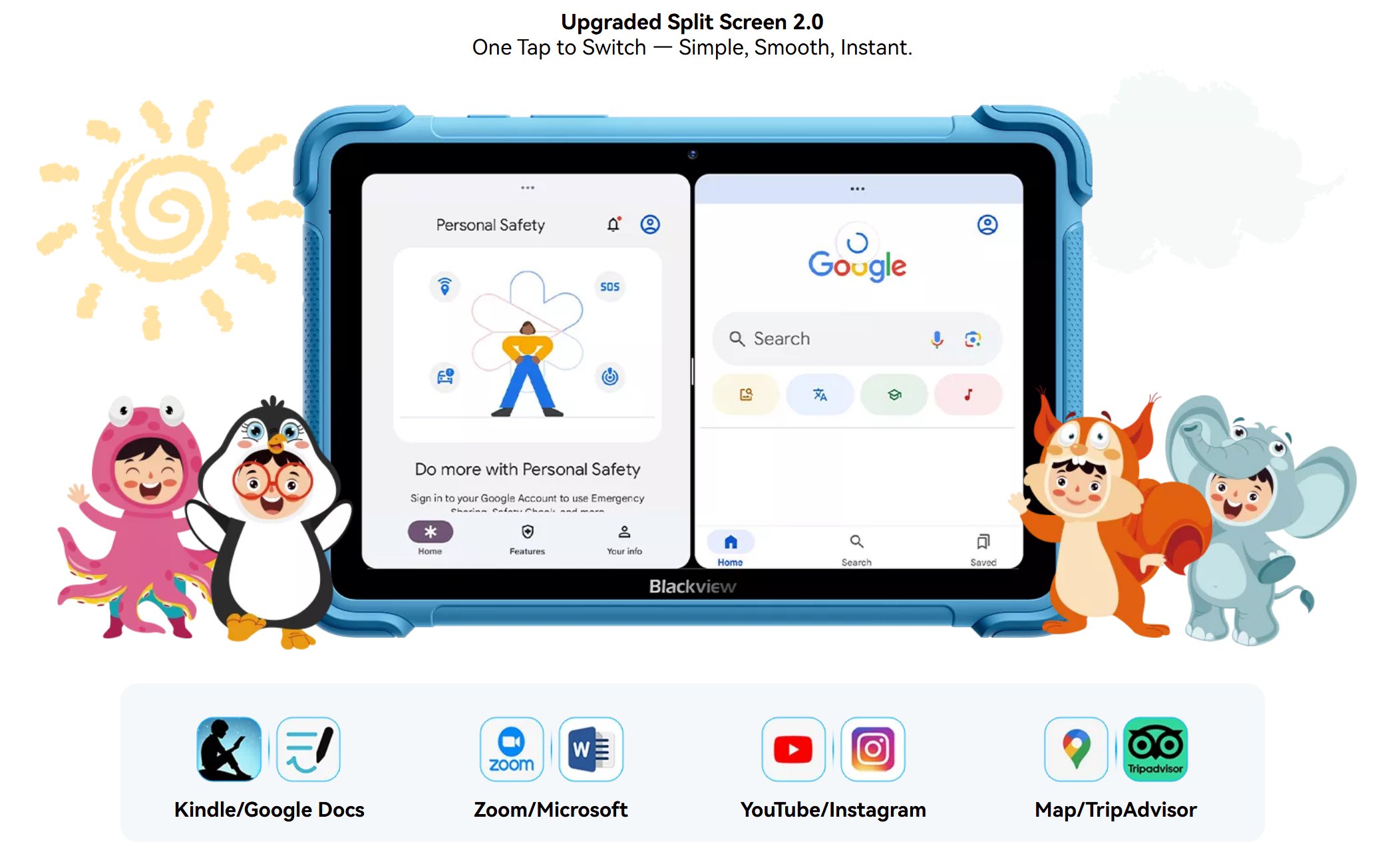 BLACKVIEW LINK 1 Kids BLUE 8.68"IPS 1340x800,4/64GB,Quad-core 2.0GHz,5+8MP,5000mAh,WiFi6,BT 5.0,Android 16