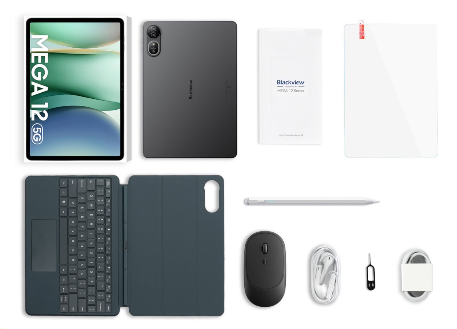 BLACKVIEW MEGA 12 SET 5G 12.2" GREY,2400x1600@120Hz,12+256GB,Octa-core 2.8GHz,13MP/50+20MP,10000mAh,NFC,IP68,Android 16