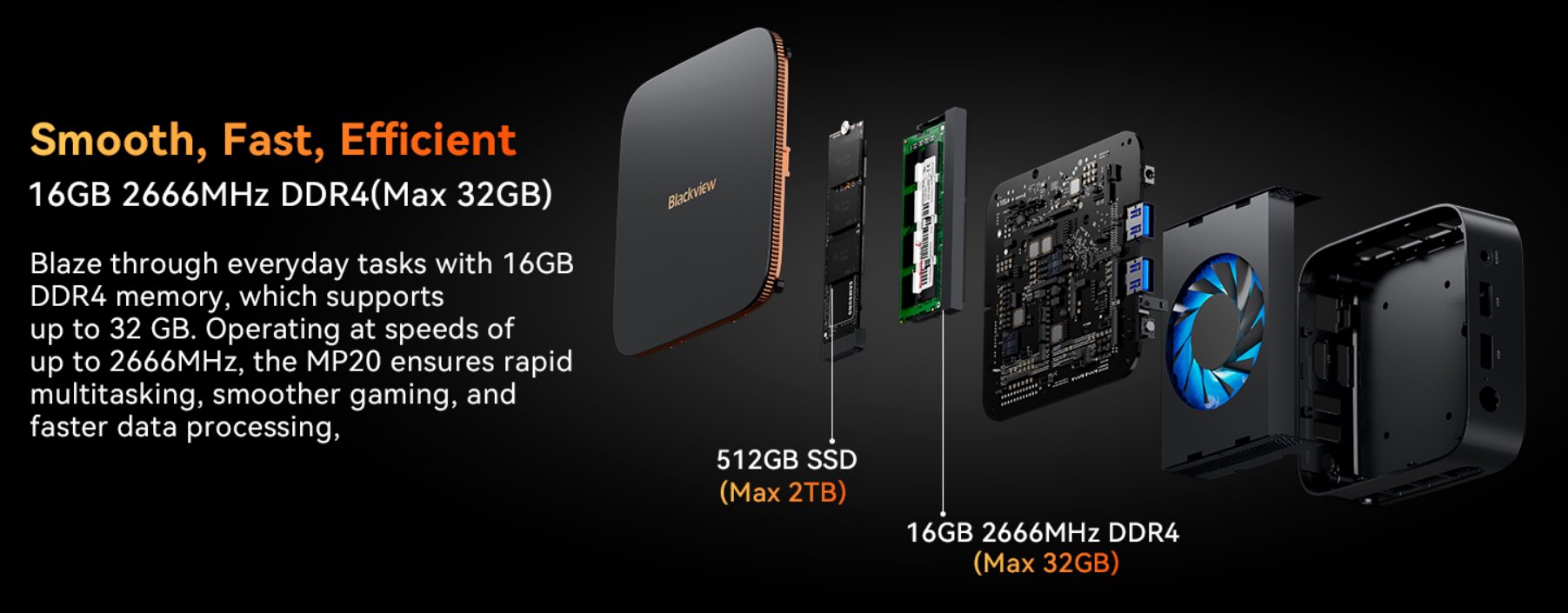 BLACKVIEW miniPC MP20 AMD Ryzen 3300U 3.5HGz 8/256GB,WiFi 6,BT 5.2,RJ45,2xUSB 3.0,2xUSB 2.0,1xHDMI,1xDP,W11Pro