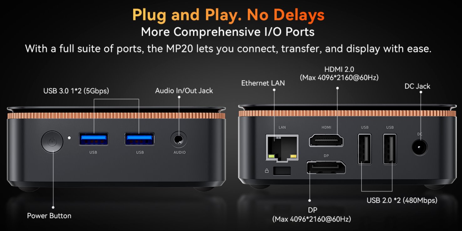 BLACKVIEW miniPC MP20 AMD Ryzen 3300U 3.5HGz 8/256GB,WiFi 6,BT 5.2,RJ45,2xUSB 3.0,2xUSB 2.0,1xHDMI,1xDP,W11Pro