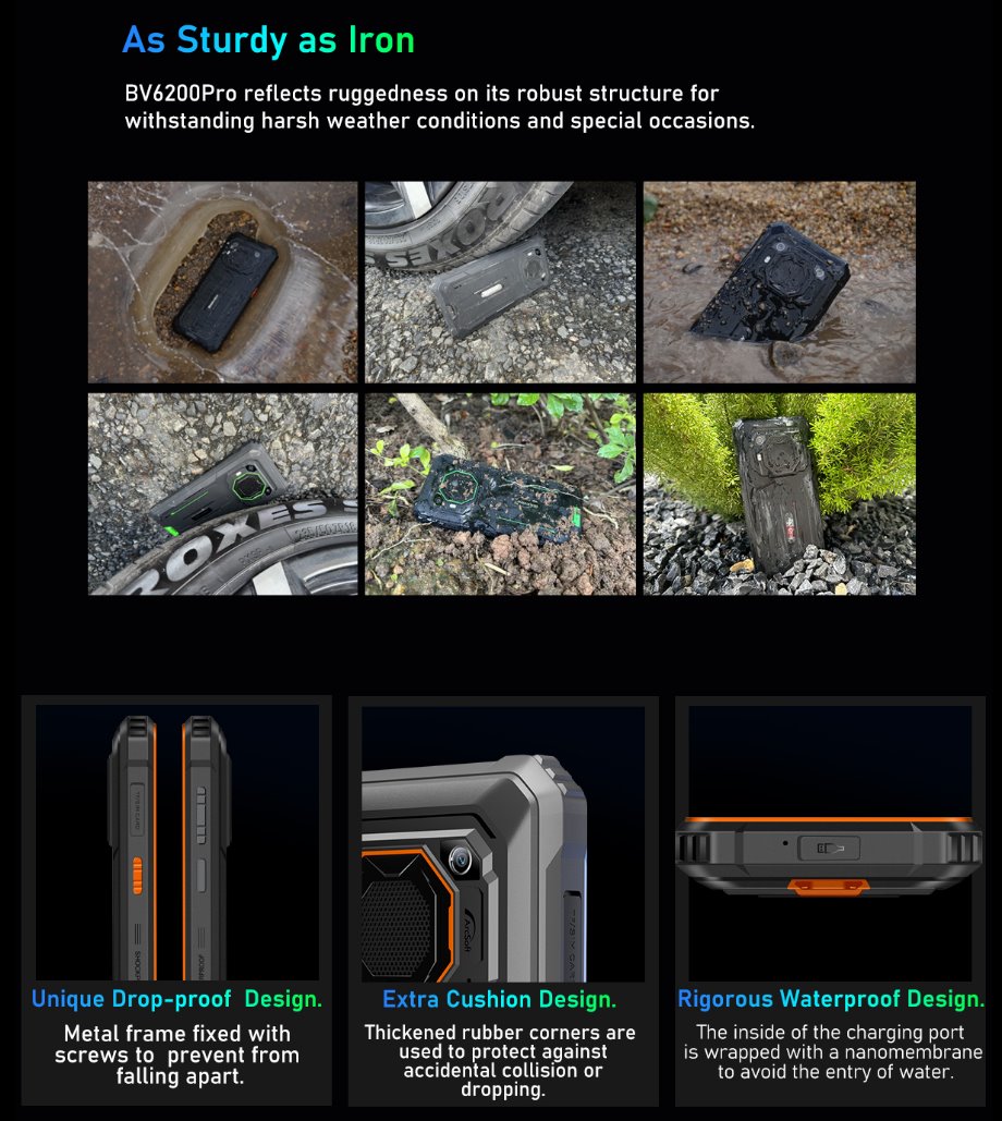 BLACKVIEW Rugged BV6200Pro 6.56",HD+ Helip P35 Octacore 2.3Ghz,6GB+128GB,CAM 8+13+0.3MP,13000mAh,IP68&IP
