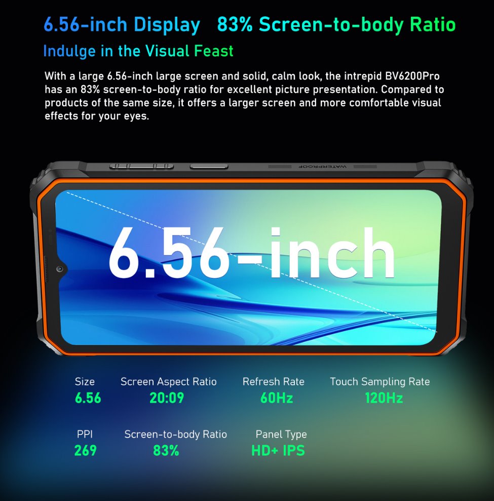 BLACKVIEW Rugged BV6200Pro 6.56",HD+ Helip P35 Octacore 2.3Ghz,6GB+128GB,CAM 8+13+0.3MP,13000mAh,IP68&IP