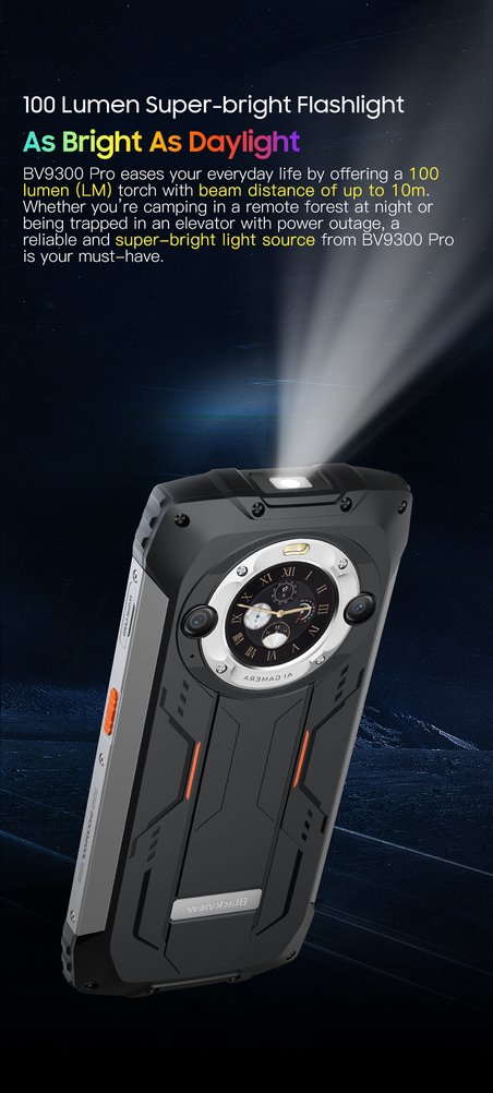 BLACKVIEW Rugged BV9300Pro 6.7" FHD+ 120Hz GG 5, 12GB+256GB, Helio G99, 15080mAh+33W, 100LM Flashlight CAM 64MP+32MP