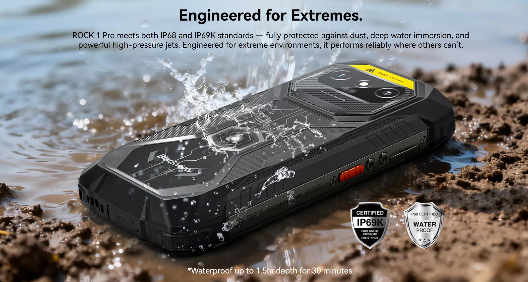 BLACKVIEW Rugged ROCK 1 Pro LTE 6.56" BLACK,HD+ 1612x720,8+256GB,G81 Octa-Core 2.0GHz,13MP/16+20MP,BARCODE,NFC,And16