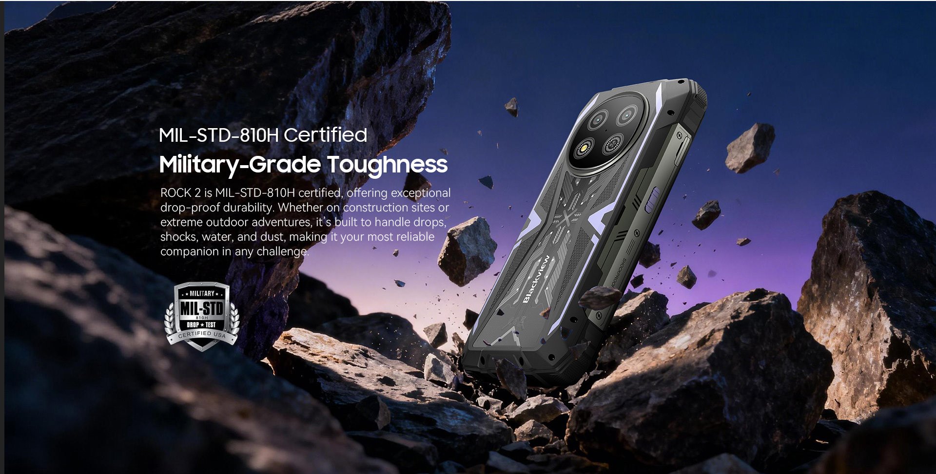 BLACKVIEW Rugged ROCK 2 5G 6.67" ORANGE,HD+ 1640x720,12+256GB,T8100 Octa-Core 2.2GHz,13MP/16MP,NFC,15000mAh,Android 16