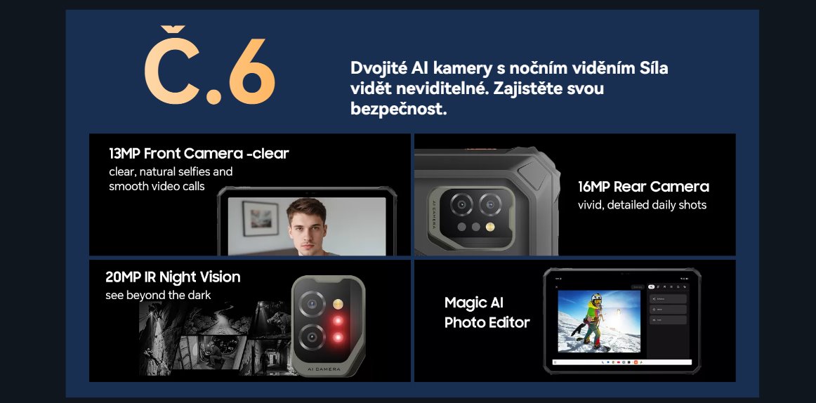 BLACKVIEW Rugged Tab Active 7 LTE 8GB/128GB 11",BLACK,Helio G81 Octa-core 2.0GHz,13MP/16MP+20MP,Night vision,Android 15