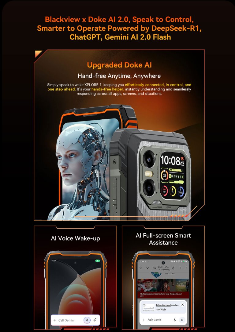 BLACKVIEW Rugged XPLORE 1 5G 6.78",FHD 2460x1080,12+256GB,Octa-core 2.4Ghz,50+64MP+20MP,Night,20000mAh,Android 15
