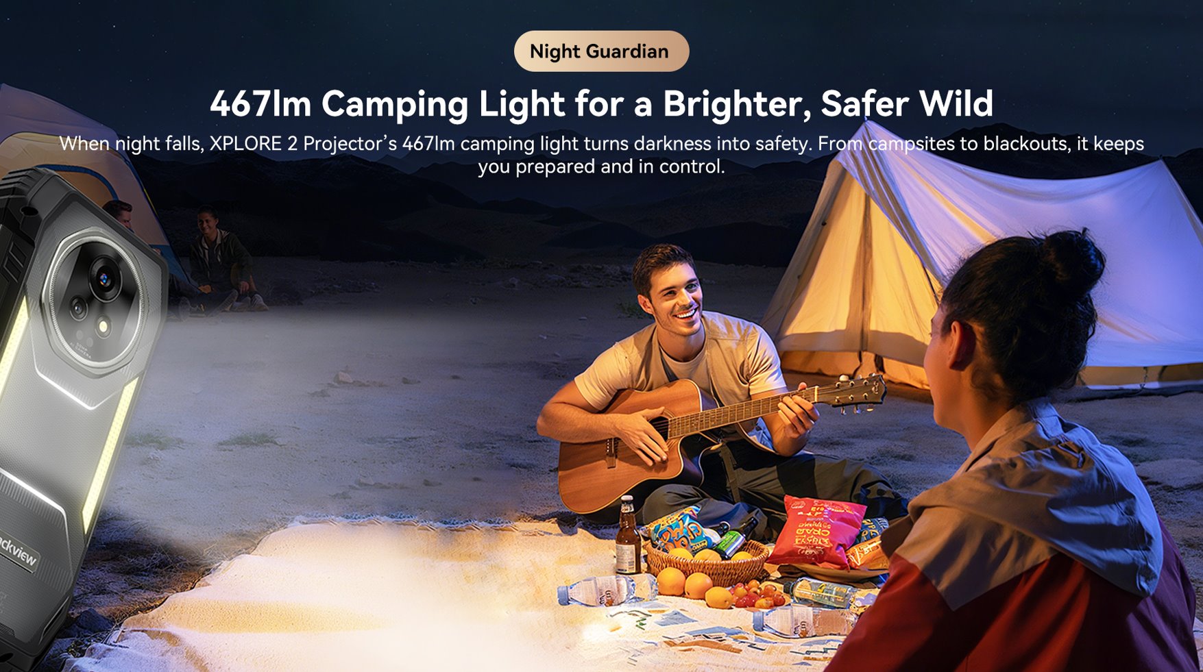 BLACKVIEW Rugged XPLORE 2 Projector BLACK,6.73" AMOLED 3200x1440 120Hz 12/256Gb MT 8300 Octa-Core 3.35GHz,50+20MP,NightV