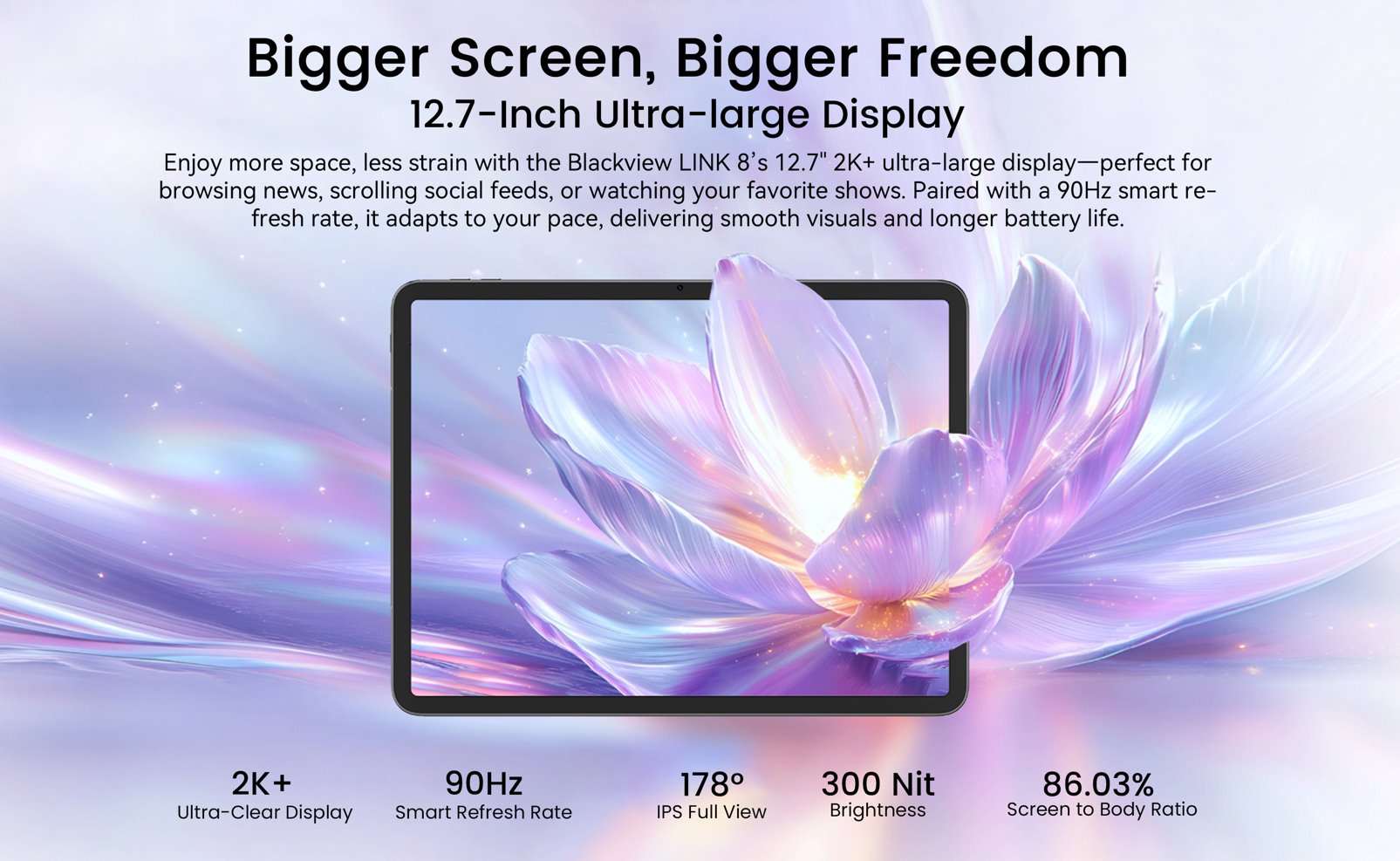 BLACKVIEW Tab LINK 8 SET WiFi 12.7" PURPLE,2176x1600,6GB+256GB,G100 Octa-core 2.2GHz,13MP+16MP,8400mAh,Android 15