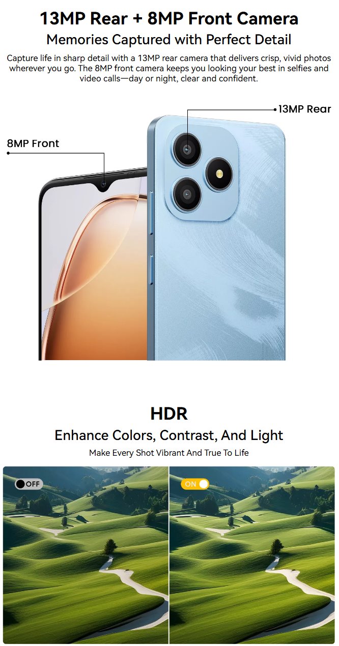 BLACKVIEW WAVE 9C LTE 6.56" SHADOW BLACK,HD IPS 720x1612,4+64GB, T603 Octa Core 1.6GHz,8MP/13MP,5000mAh,Android 15