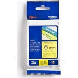 Brother TZe-FX611, páska 6mm, žlutá/černá laminovaná