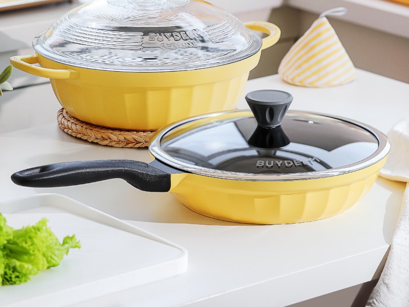 BUYDEEM Cast Aluminum Nonstick Frying Pan 30 cm, model CP102, color Mellow Yellow