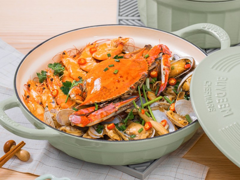 BUYDEEM Litinová Dutch Oven CP581-CG 3,3L, barva zelená, smaltované