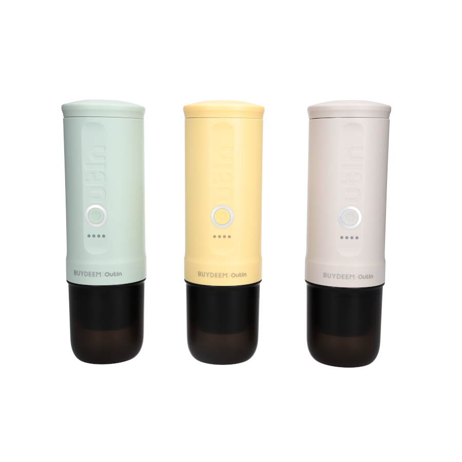 BUYDEEM Přenosné espresso Outin Nano - jemně zelená, 80 ml, 20 bar, 92°C ohřátí vody, mletá káva nebo kapsle