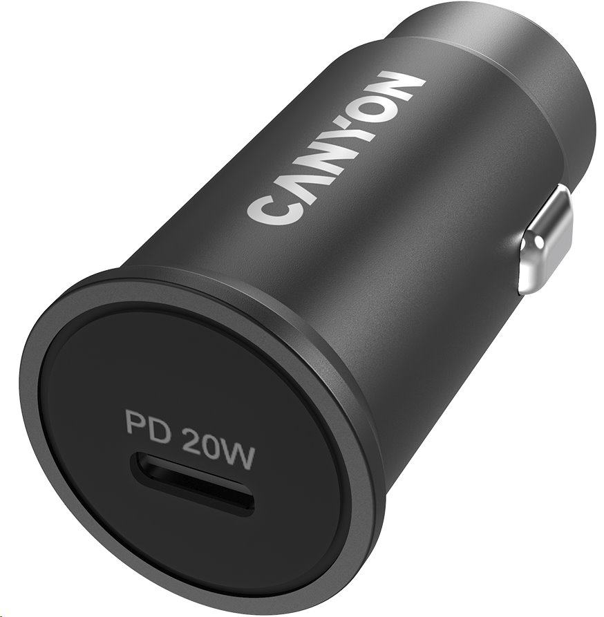 CANYON auto nabíječka C-20, 1x USB-C (PD 20W), vstup 12V-24V
