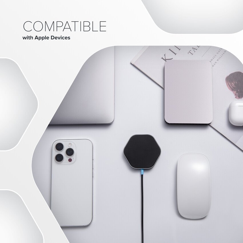 CANYON bezdrátová magnetická nabíjecka HEXAGON 110, 15W, Qi2 Dark Grey