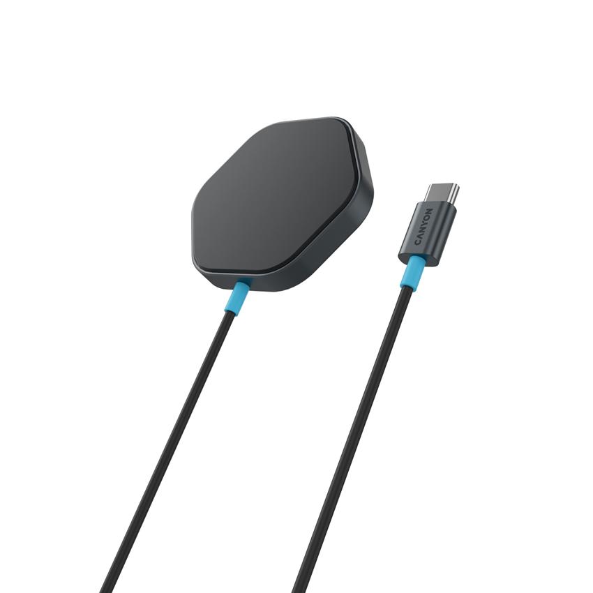 CANYON bezdrátová magnetická nabíjecka HEXAGON 110, 15W, Qi2 Dark Grey