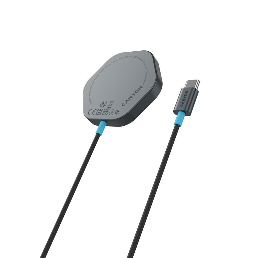 CANYON bezdrátová magnetická nabíjecka HEXAGON 110, 15W, Qi2 Dark Grey