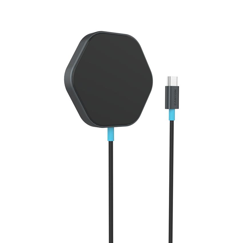 CANYON bezdrátová magnetická nabíjecka HEXAGON 110, 15W, Qi2 Dark Grey