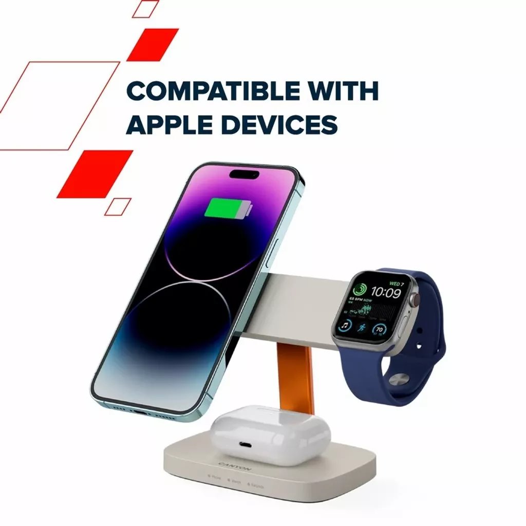 CANYON Bezdrátová nabíječka HEXAGON WCS-310 3in1 DarkGrey/Blue