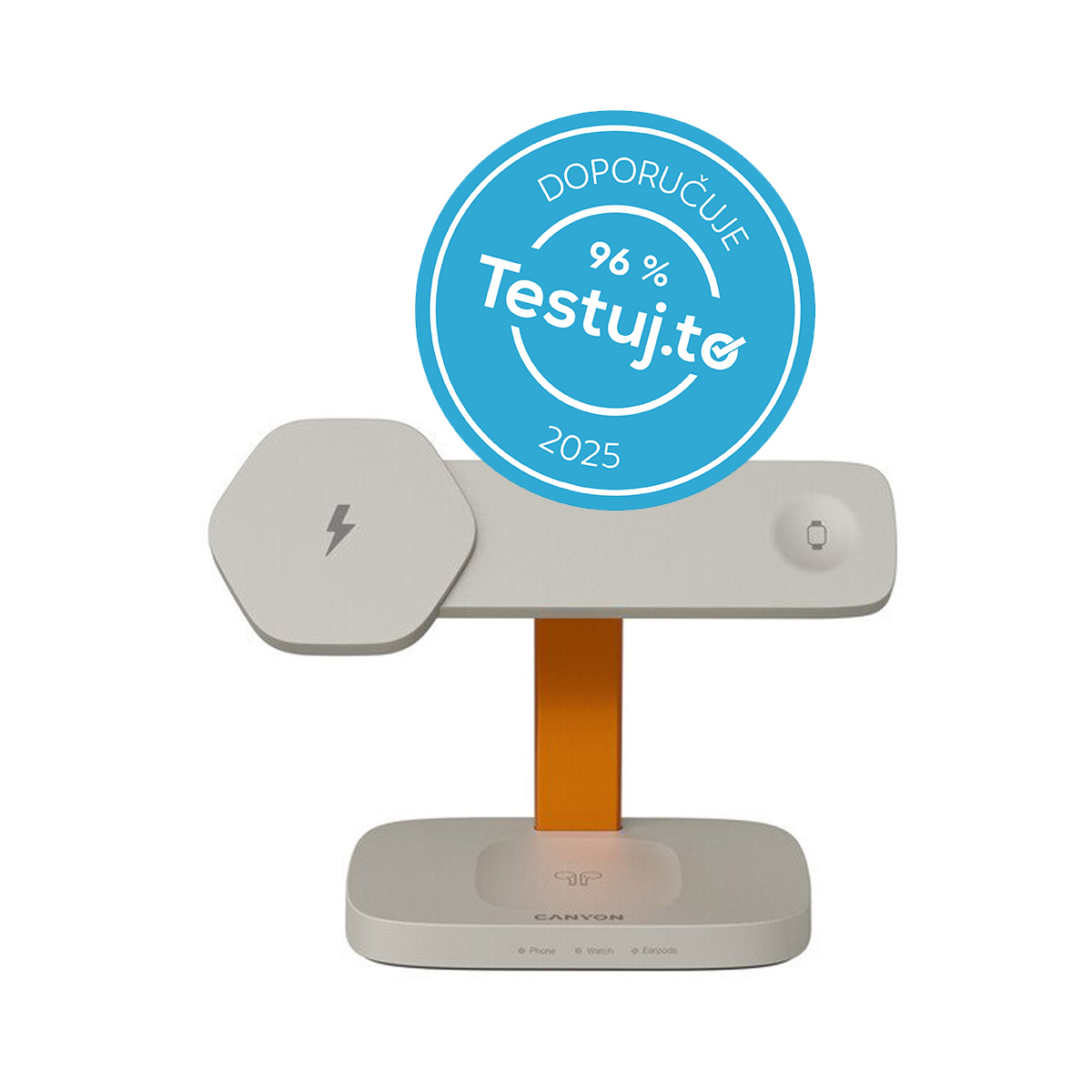 CANYON Bezdrátová nabíječka HEXAGON WCS-310 3in1 Grey/Orange